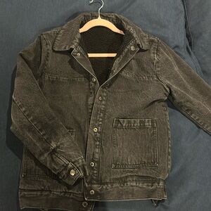 Reversible denim/sherpa coat